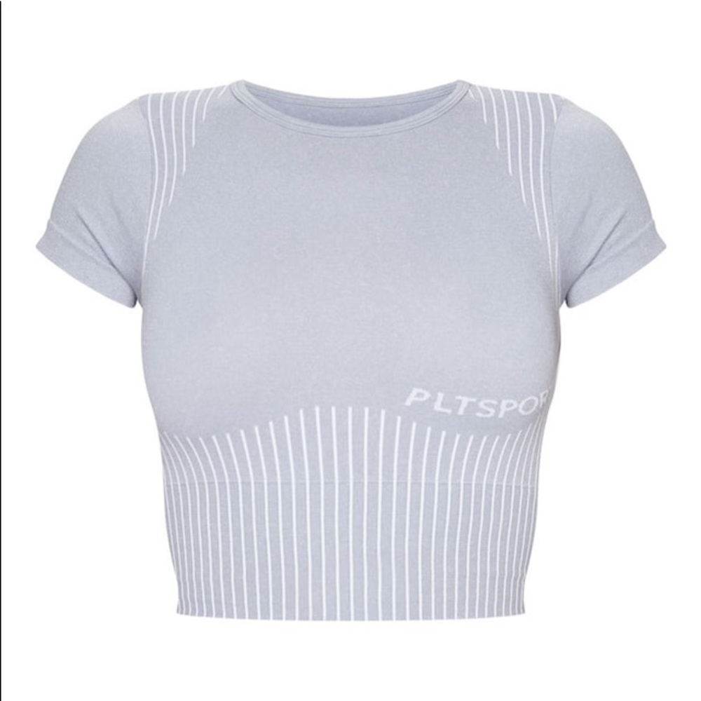 PRETTYLITTLETHING Sport Grey Seamless Cropped Top